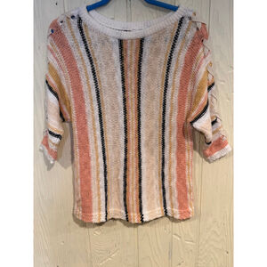Tribal Jeans Striped Crew Neck Sweater XS White Pink